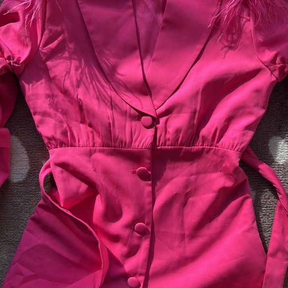 Pink Blazer Dress with Feathers - Picture 6 of 10